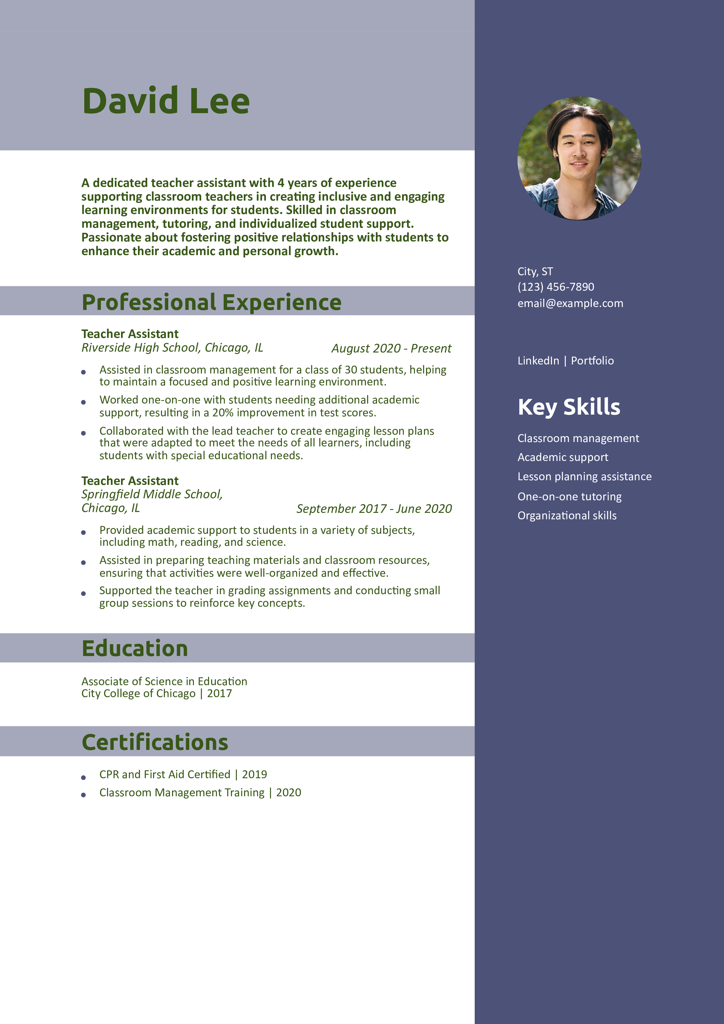 Teacher Assistant Resume Example