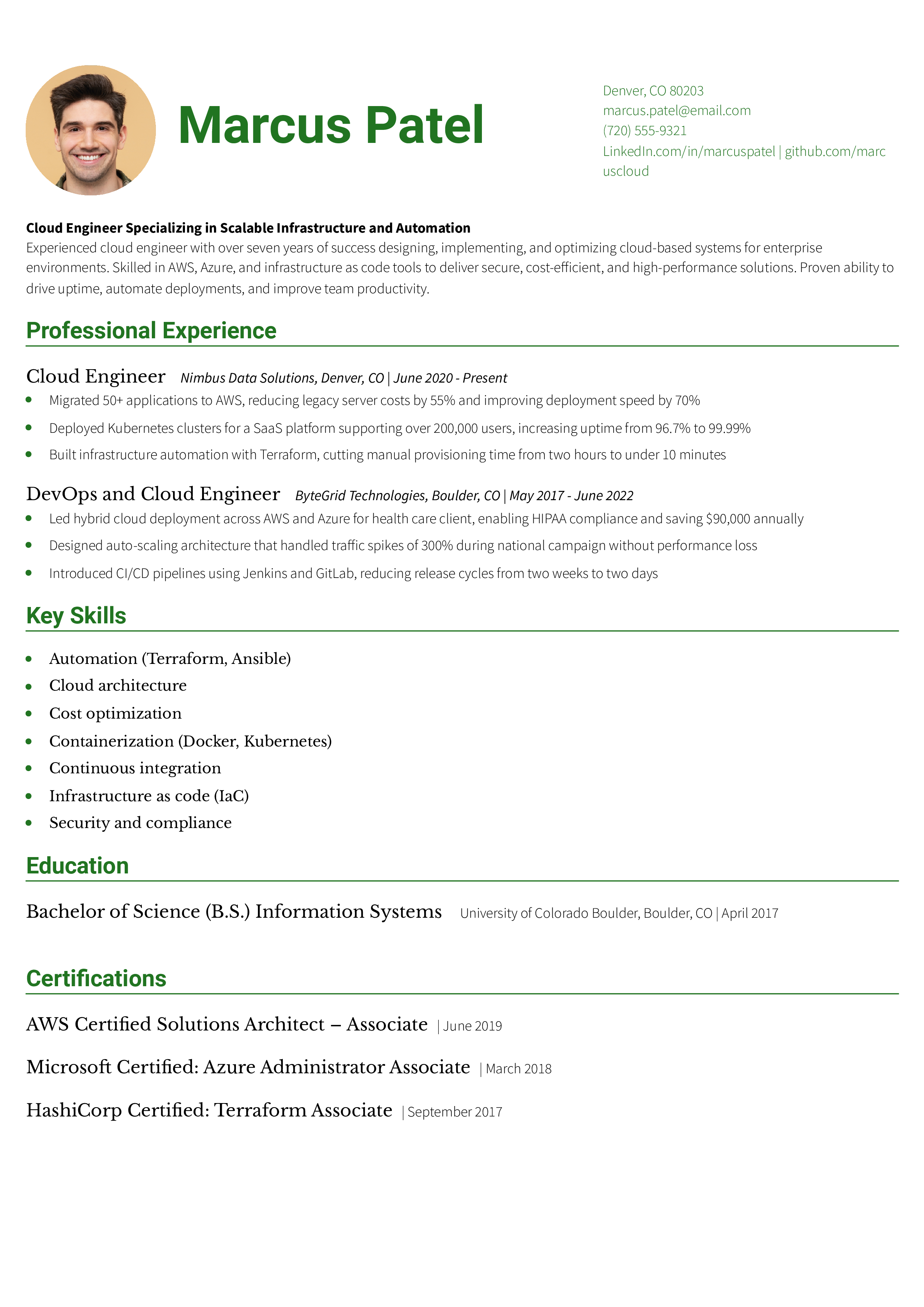 Cloud Engineer Resume