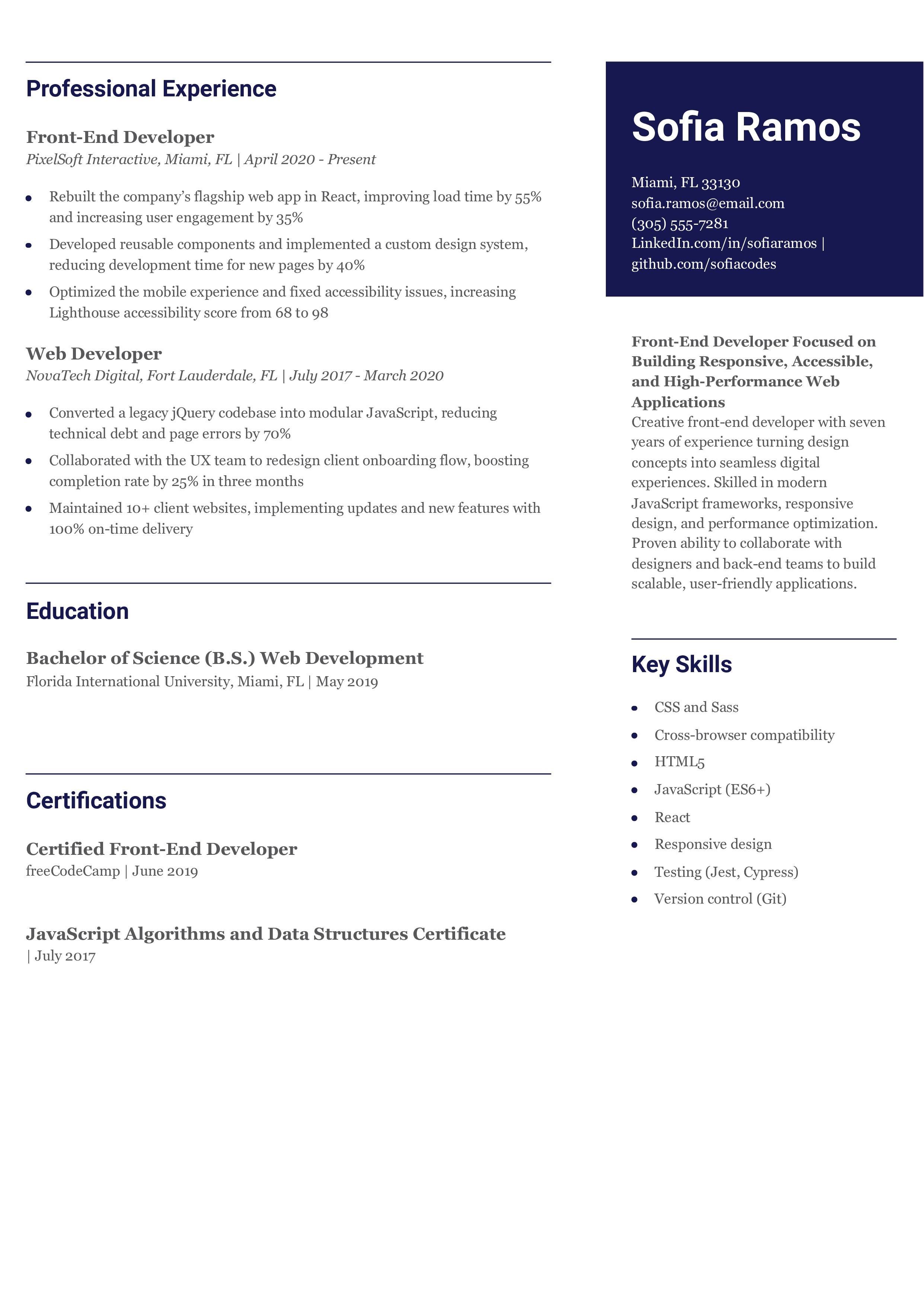 Front-end Developer Resume