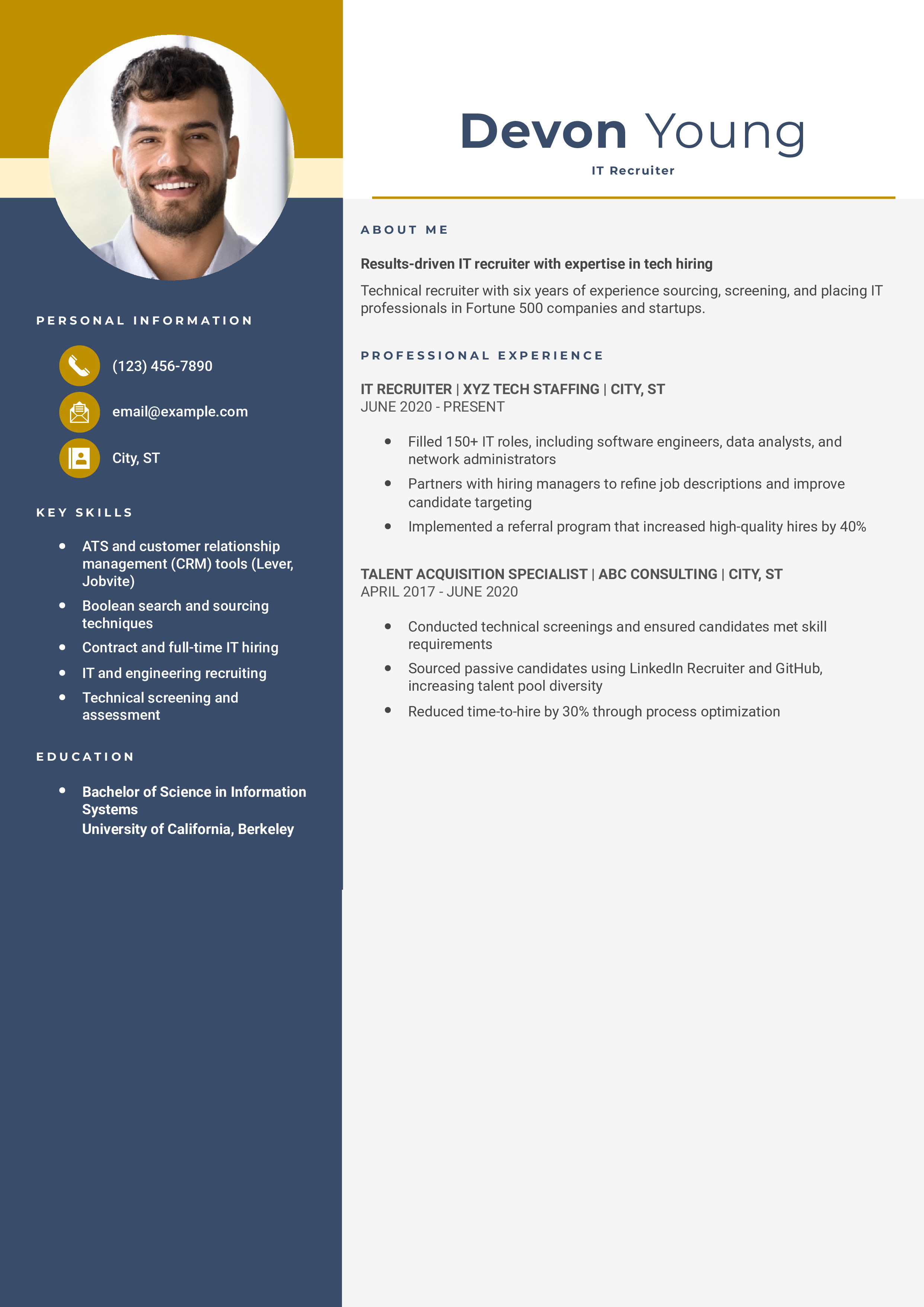 IT Recruiter Resume Example