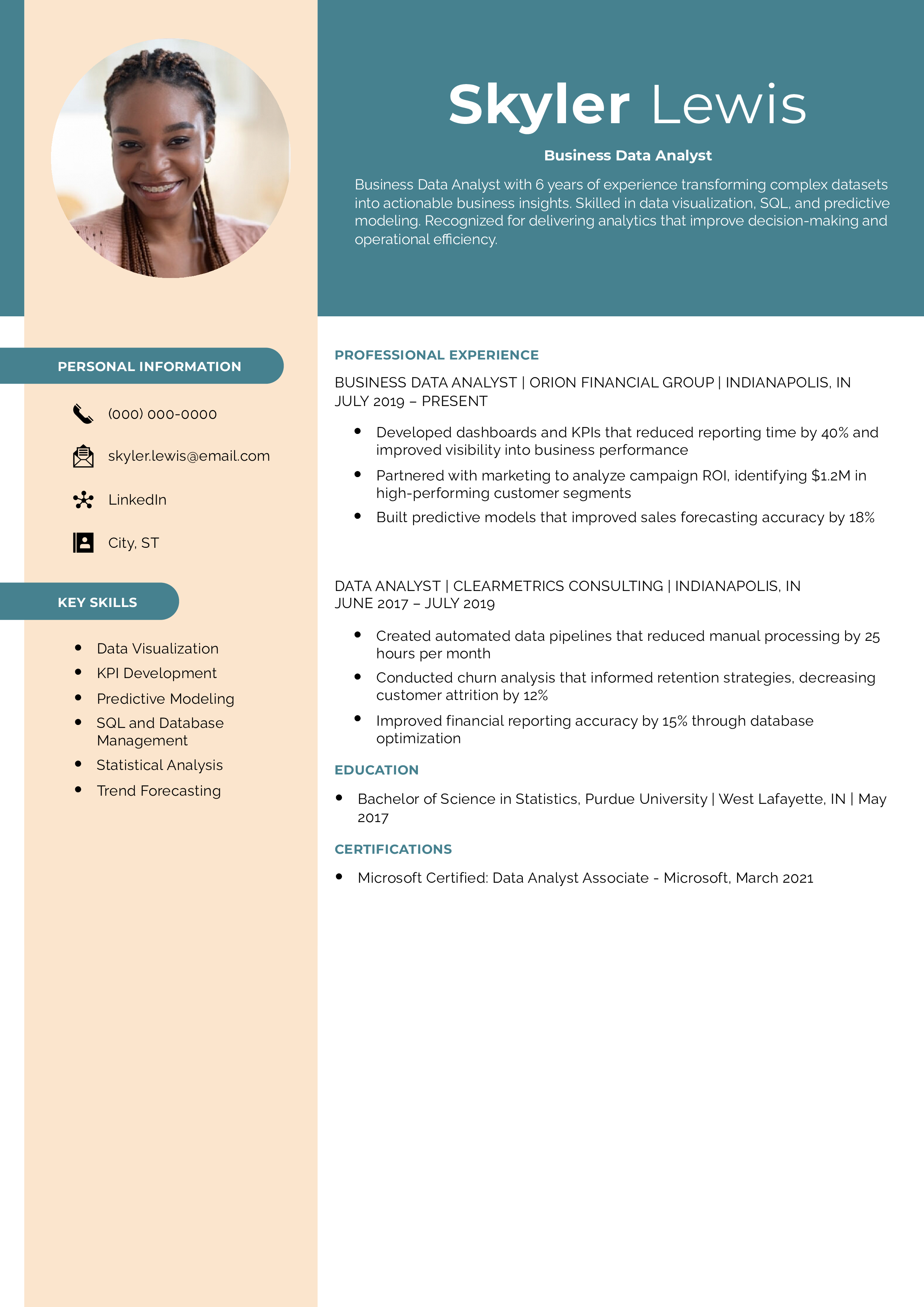 Business Data Analyst Resume Example