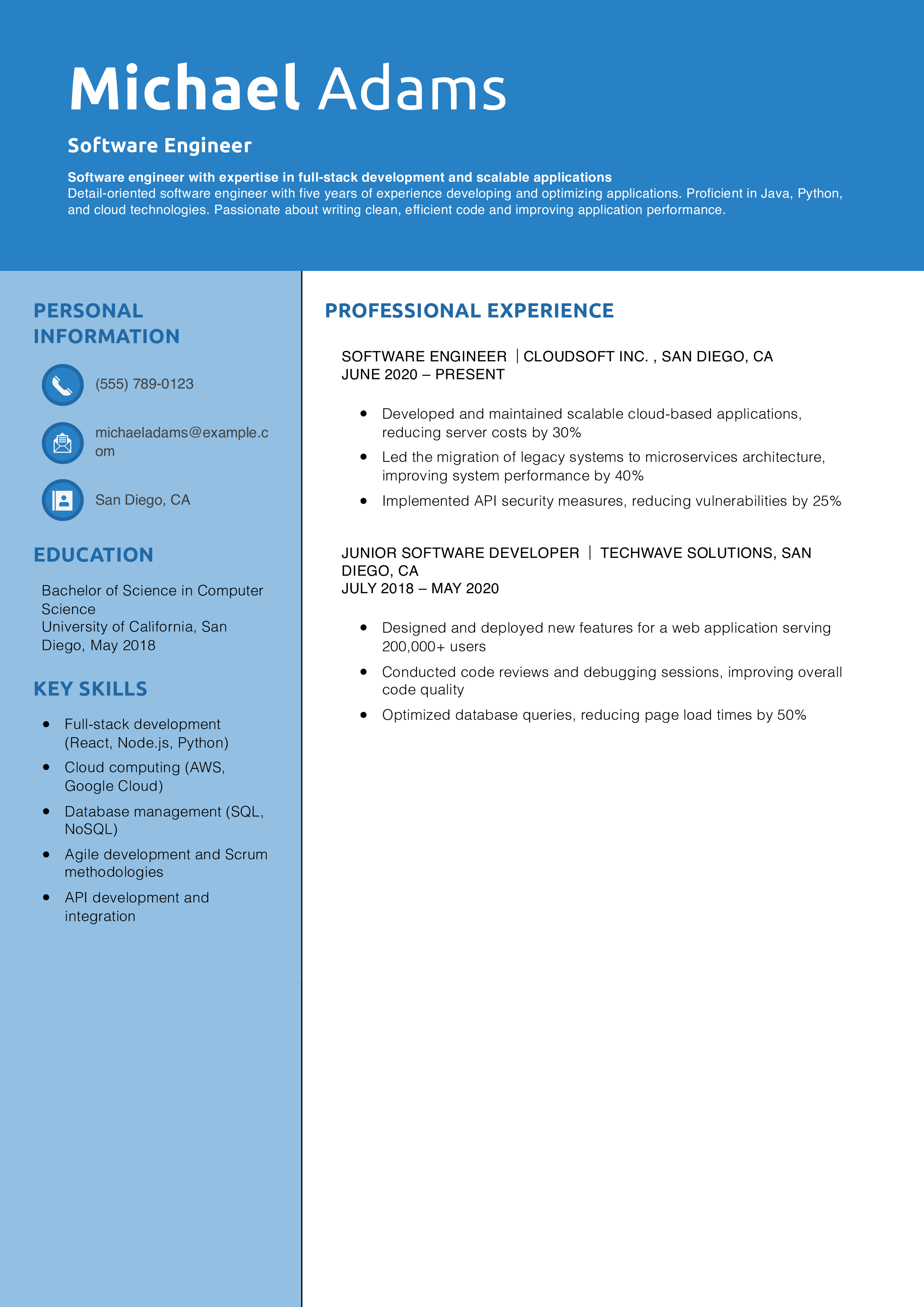 Software Engineer Resume Example