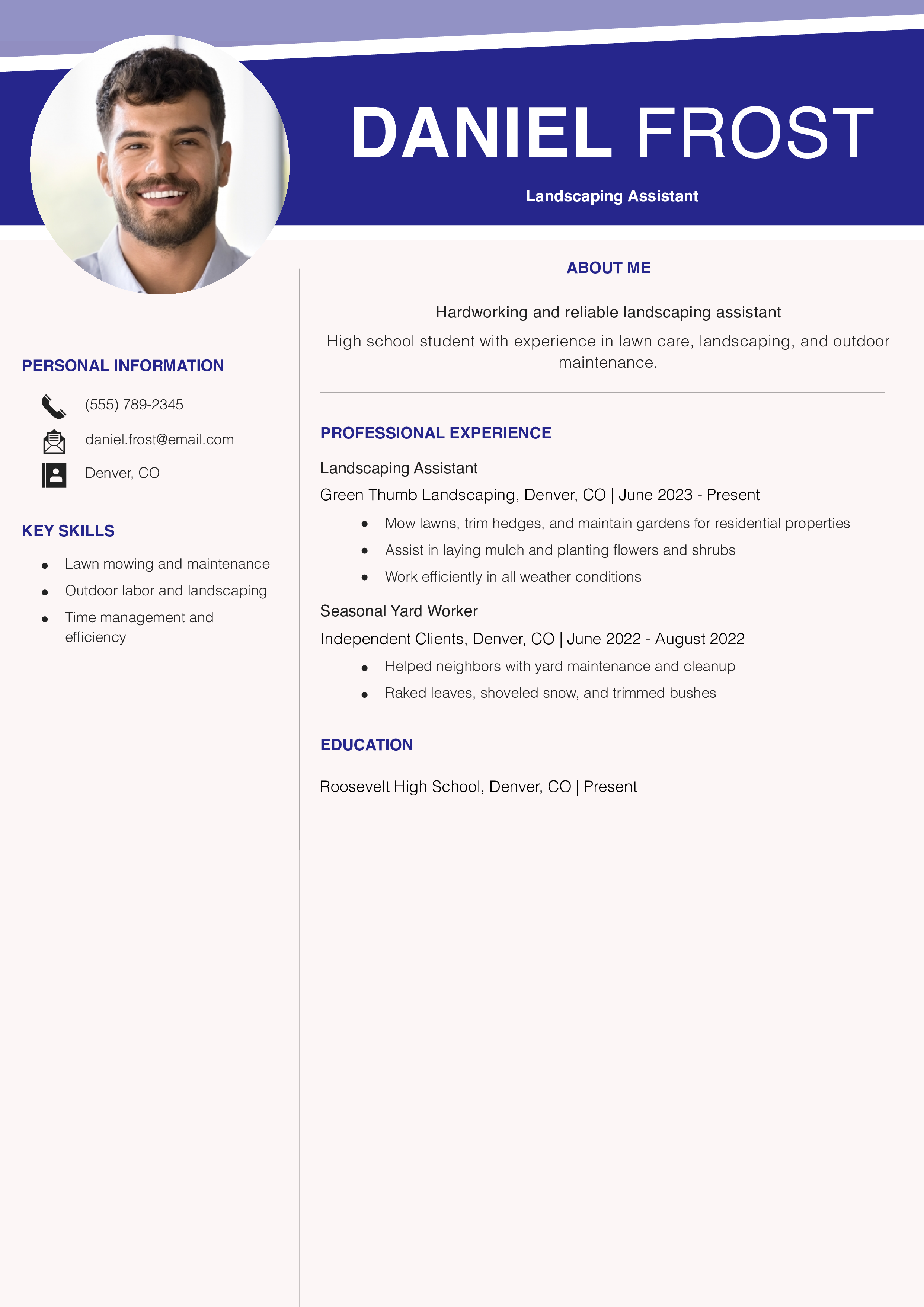 Landscaping Assistant Resume for Teens