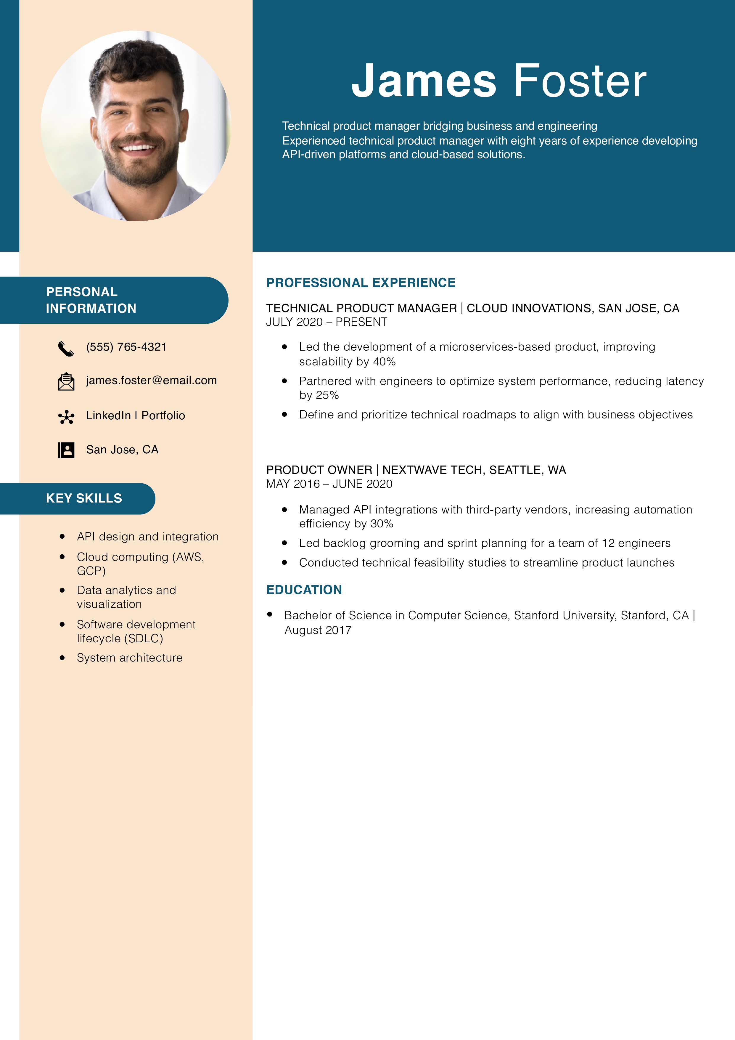 Technical Product Manager Resume Example