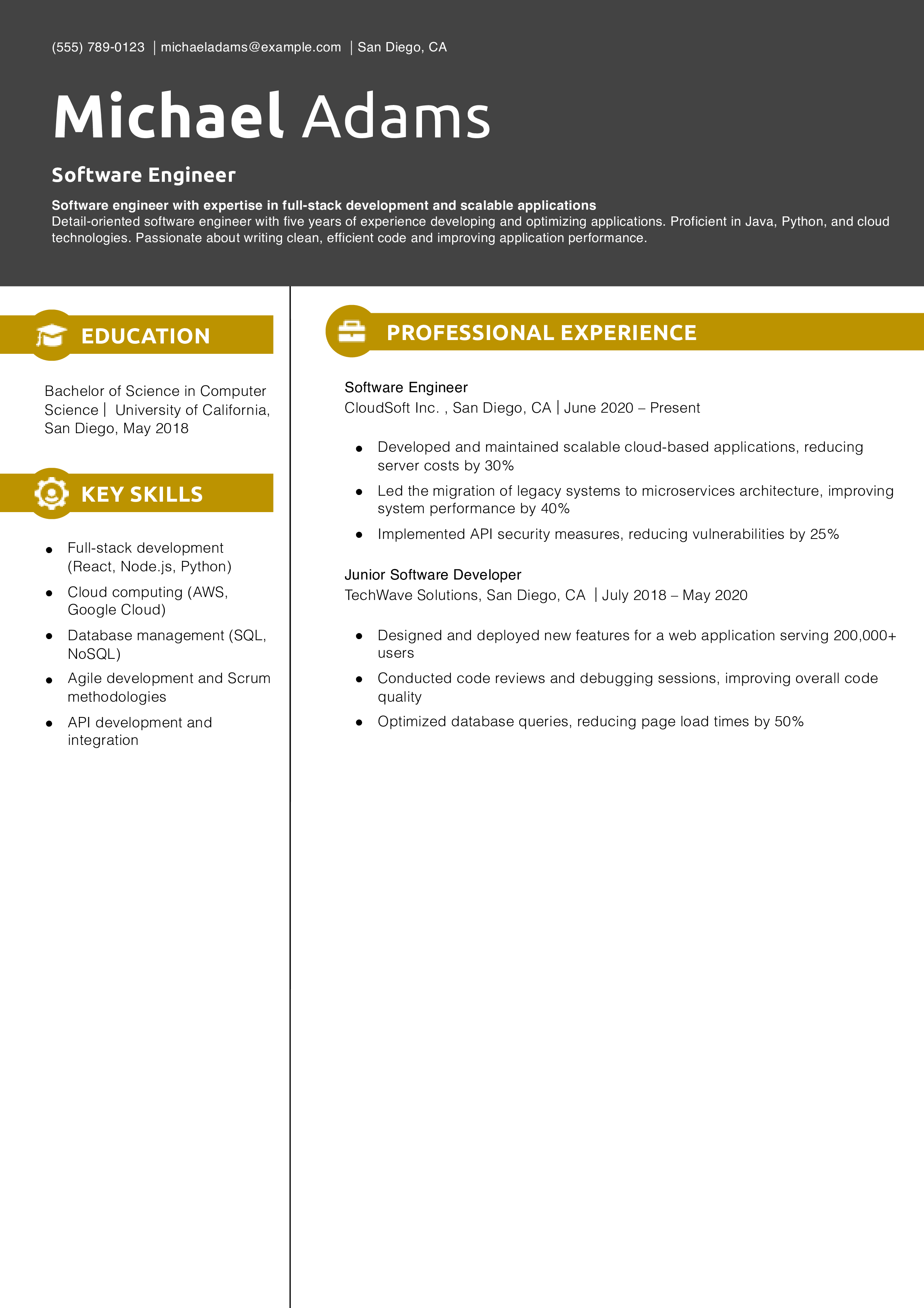 Software Engineer Resume Example