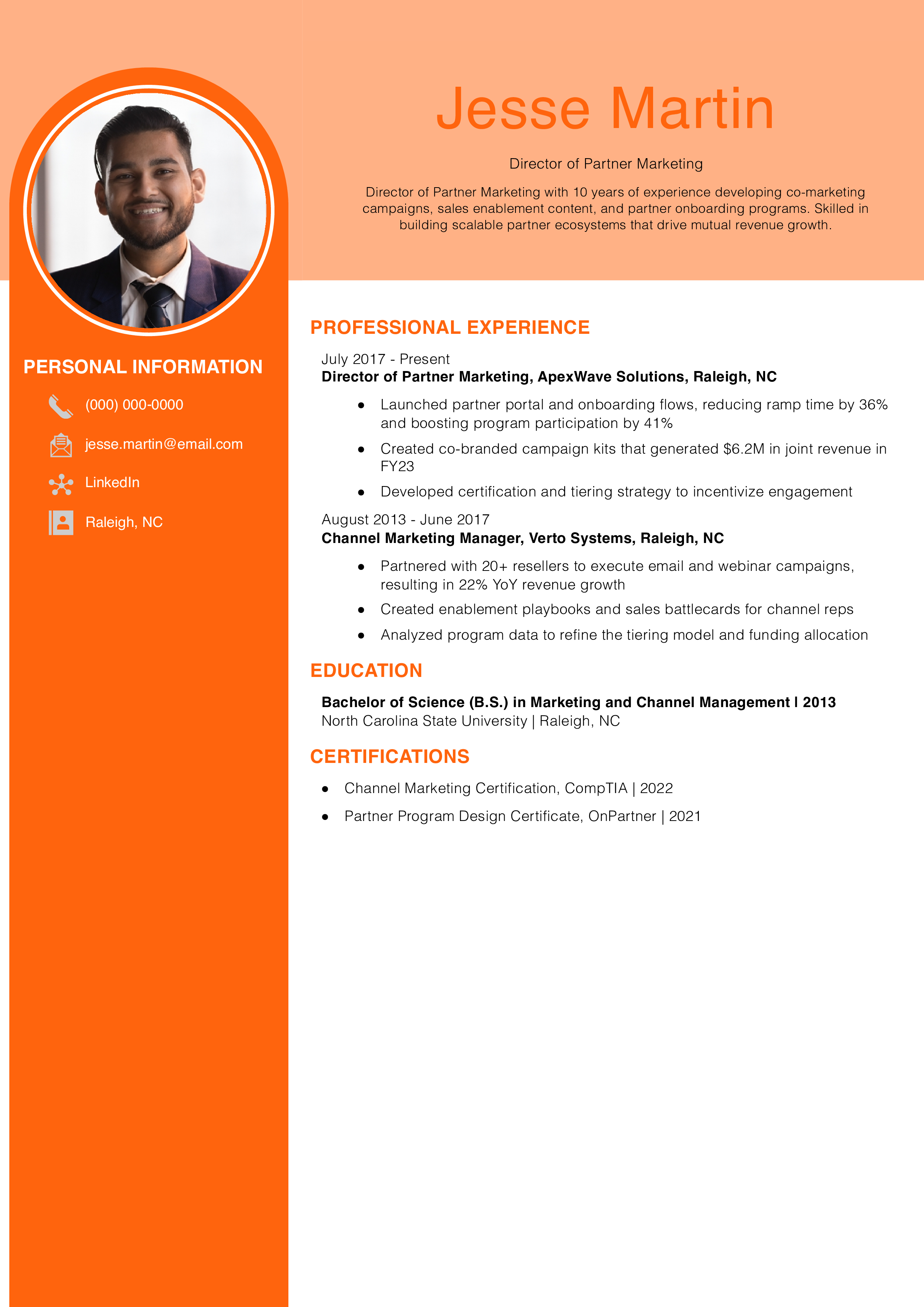 Director of Partner Marketing Resume Example