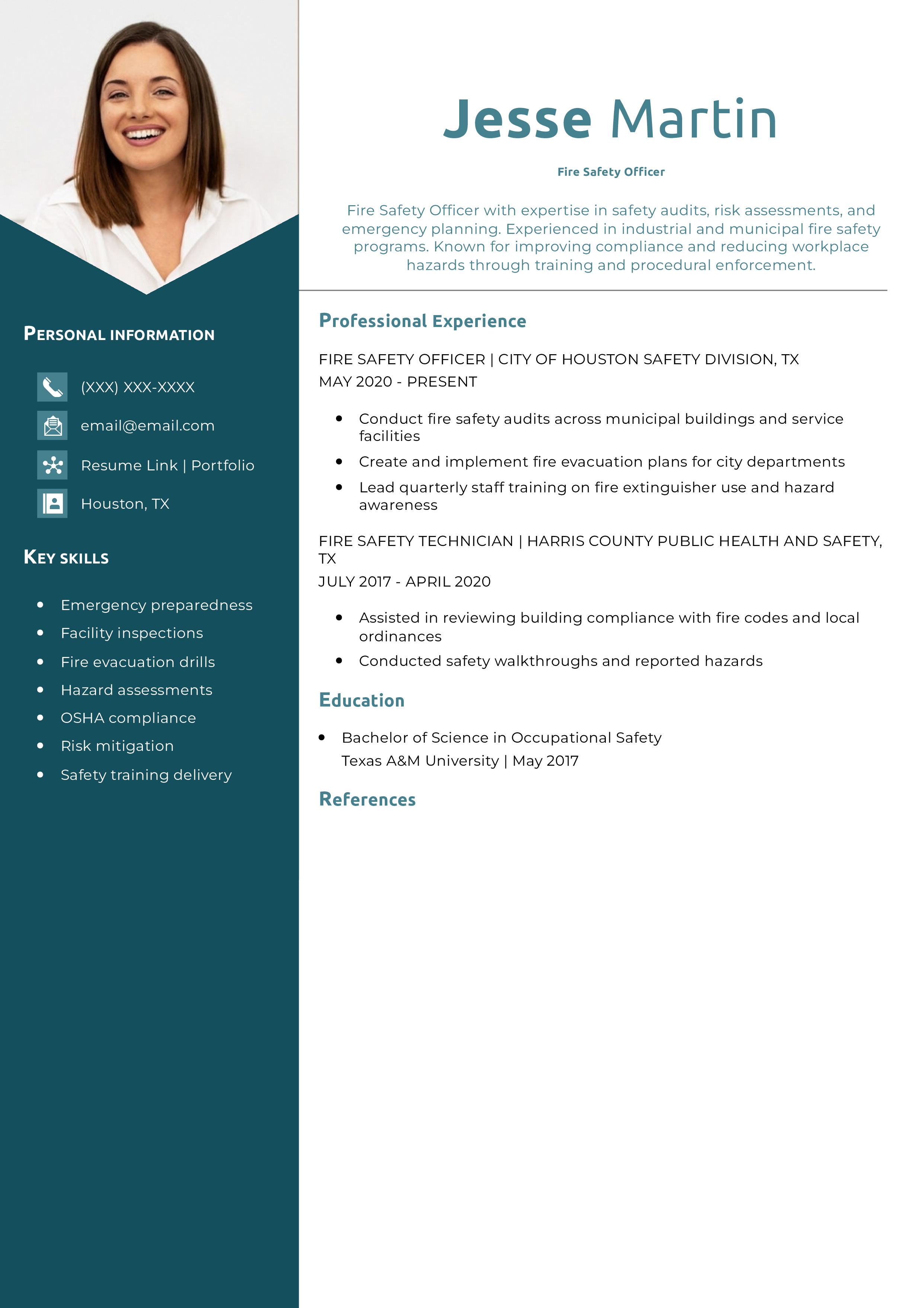 Fire Safety Officer Resume Example